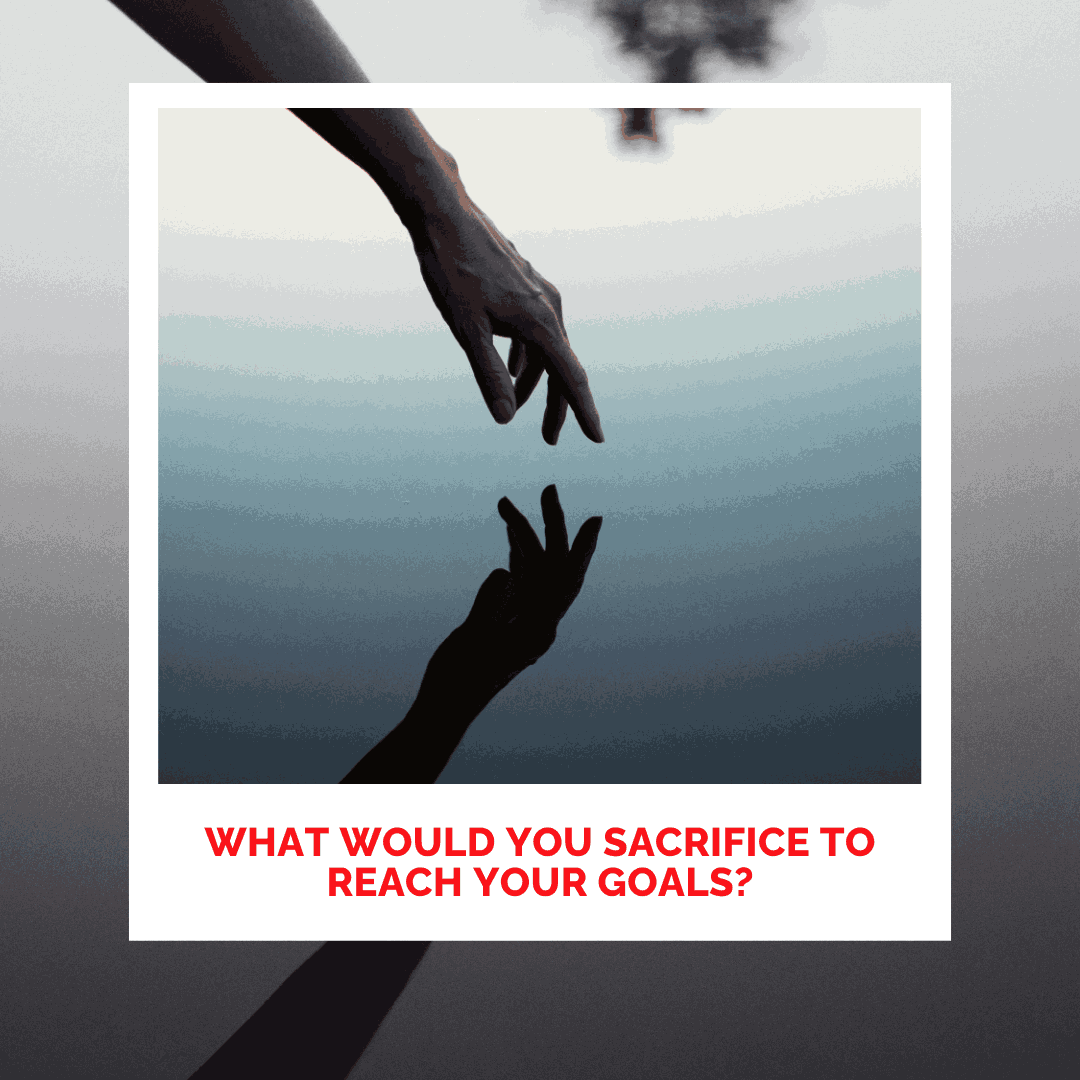 Hand reaching out over water with reflection, inspiring sacrifice and goal achievement.