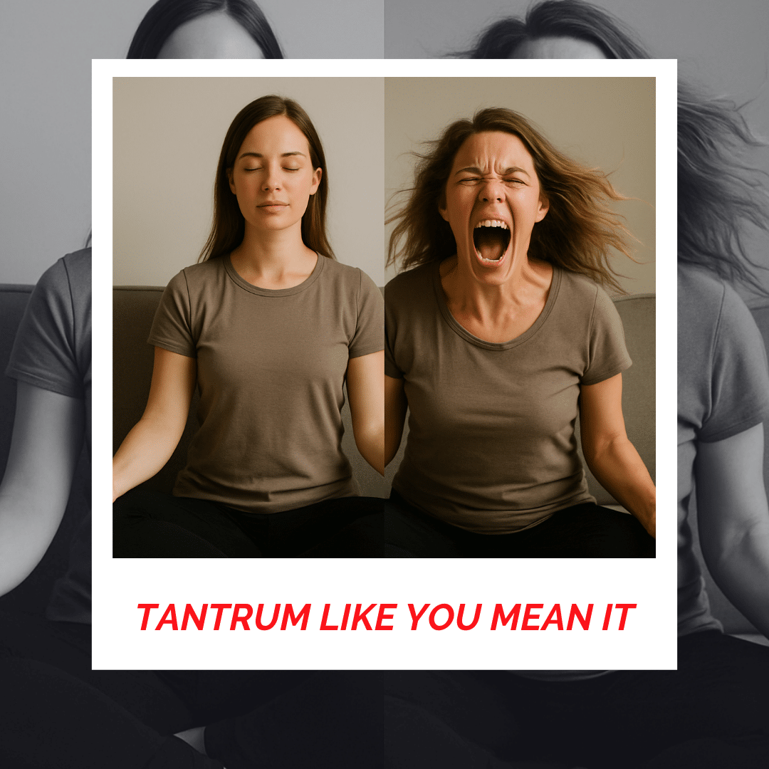 Two women practicing emotional release and anger management techniques.